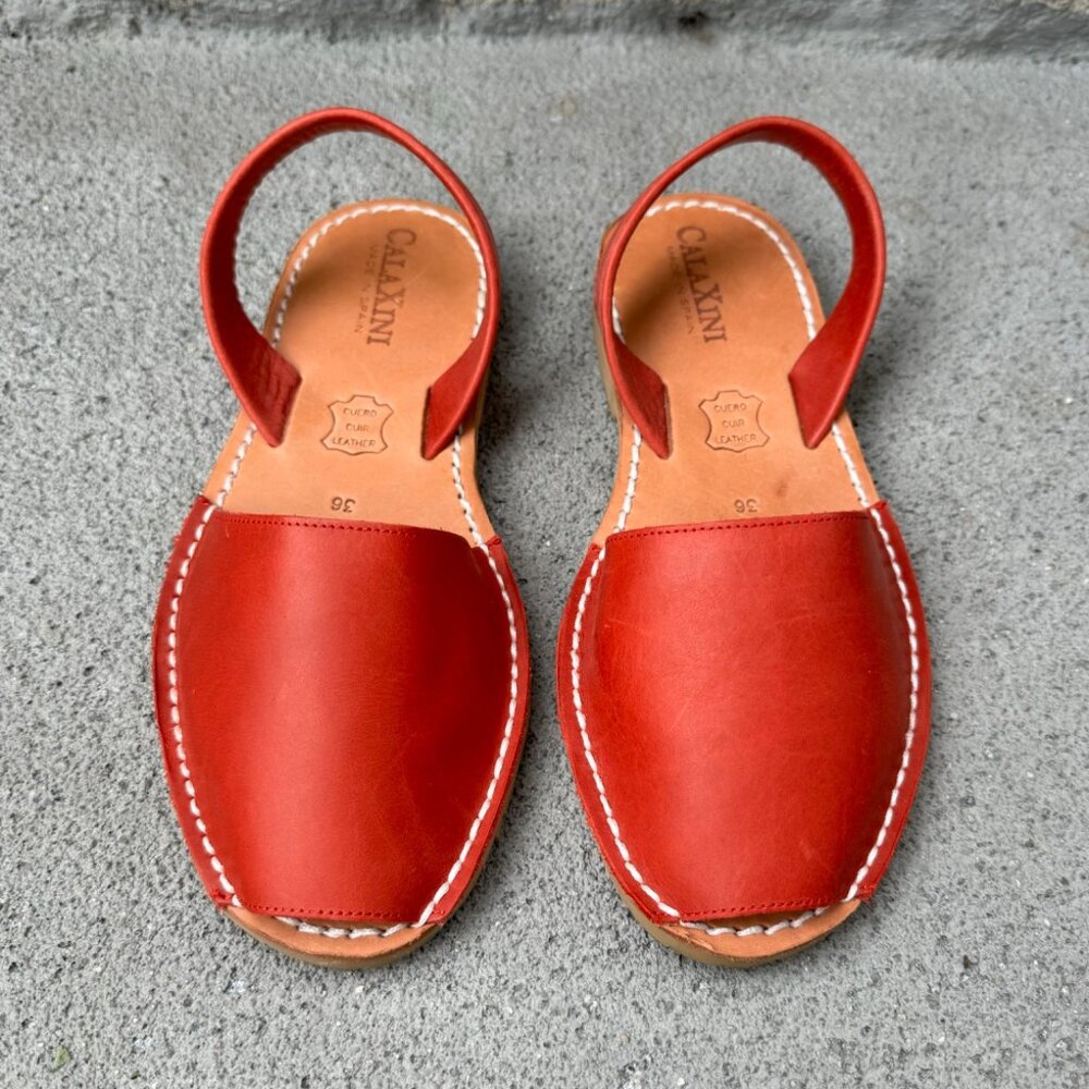 CALAXINI Classic Avarca Shoes Womens 36 6 Red Spanish Sandals Slingback Slides - Picture 2 of 7